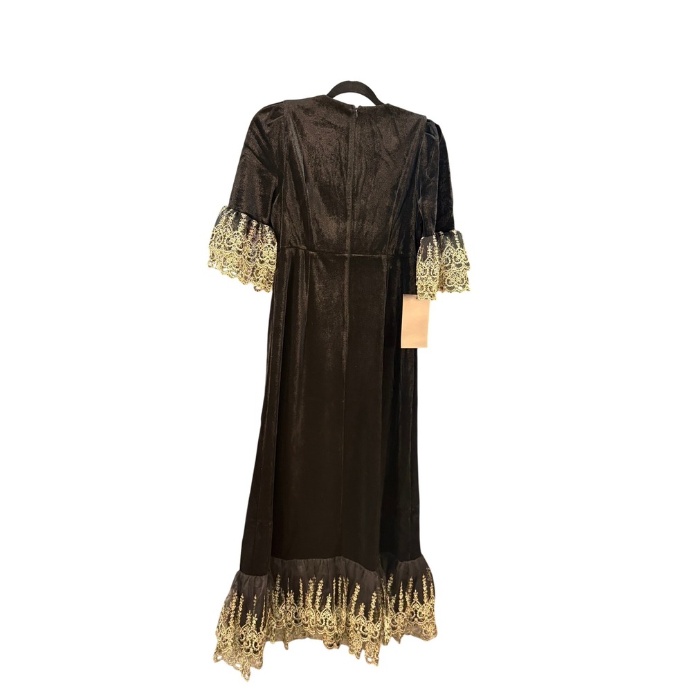 NWT Tuckernuck Pomander Place Lilleth Black Velvet Maxi Dress Gold ($298) XS - Picture 8 of 14